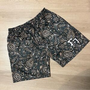 NEW Eric McKinney Paisley Print Green Above Knee Mesh Jersey Shorts